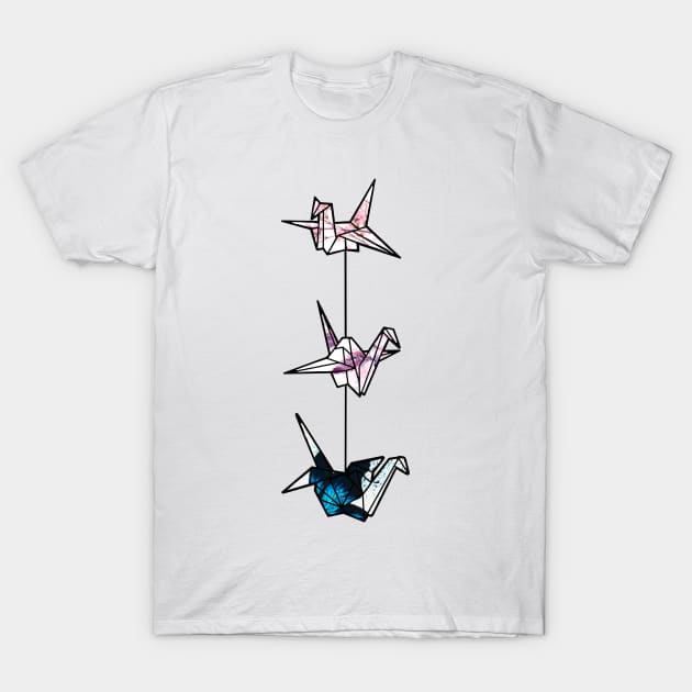 Grulla origami T-Shirt by Qwerty